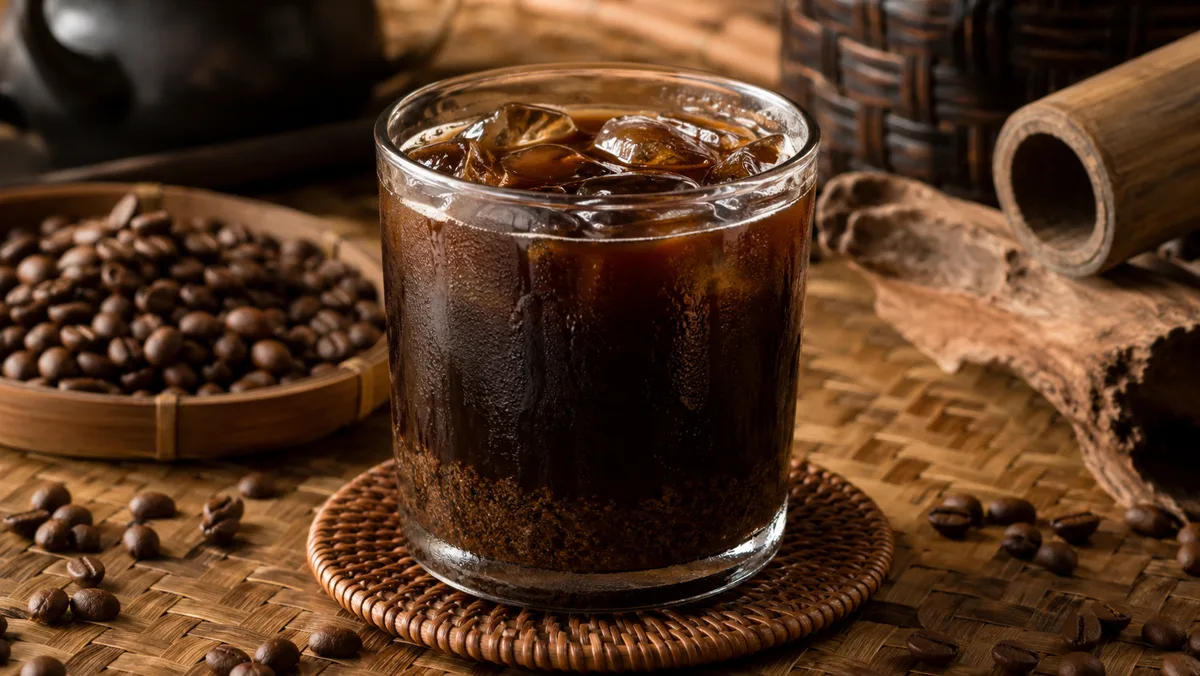 Es kopi tubruk dingin dengan seduhan kopi pekat