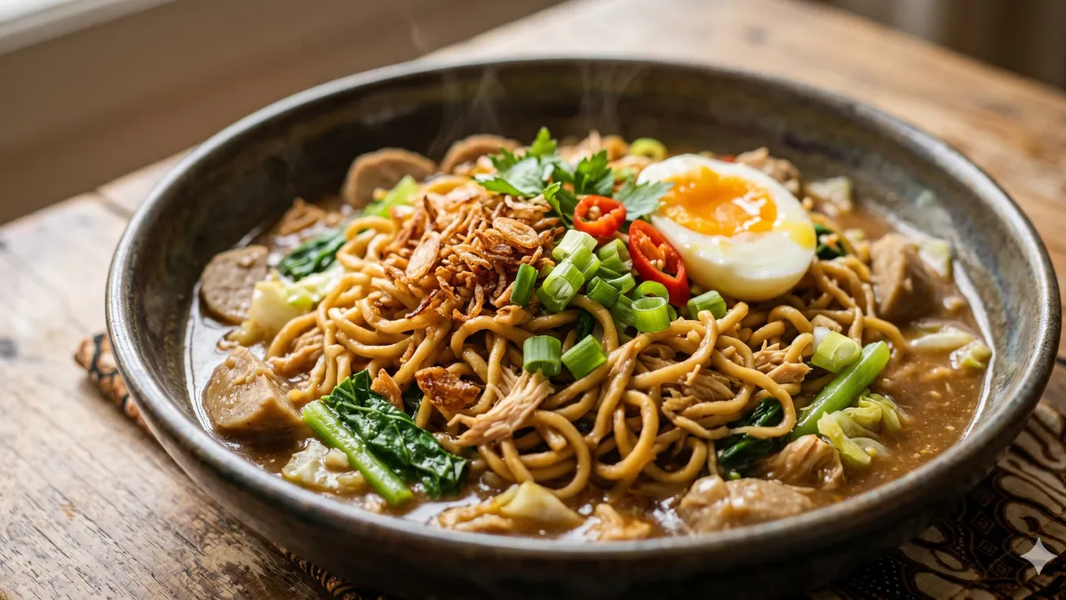Mie nyemek yang siap disajikan