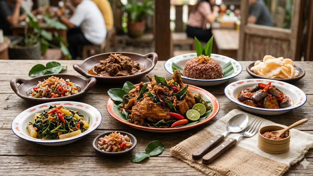 Aneka lauk pauk rumahan yang tersaji di warung makan